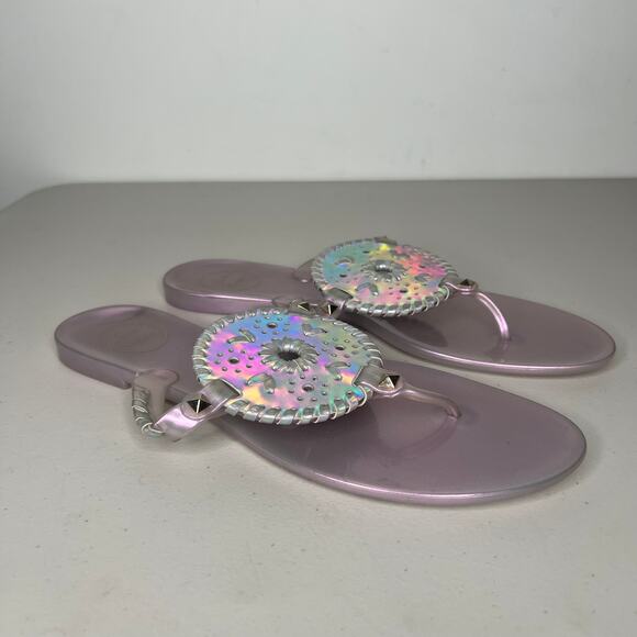 Jack Rogers Hologram Metallic Purple Jelly Thong Sandals Size 10 - Picture 4 of 9